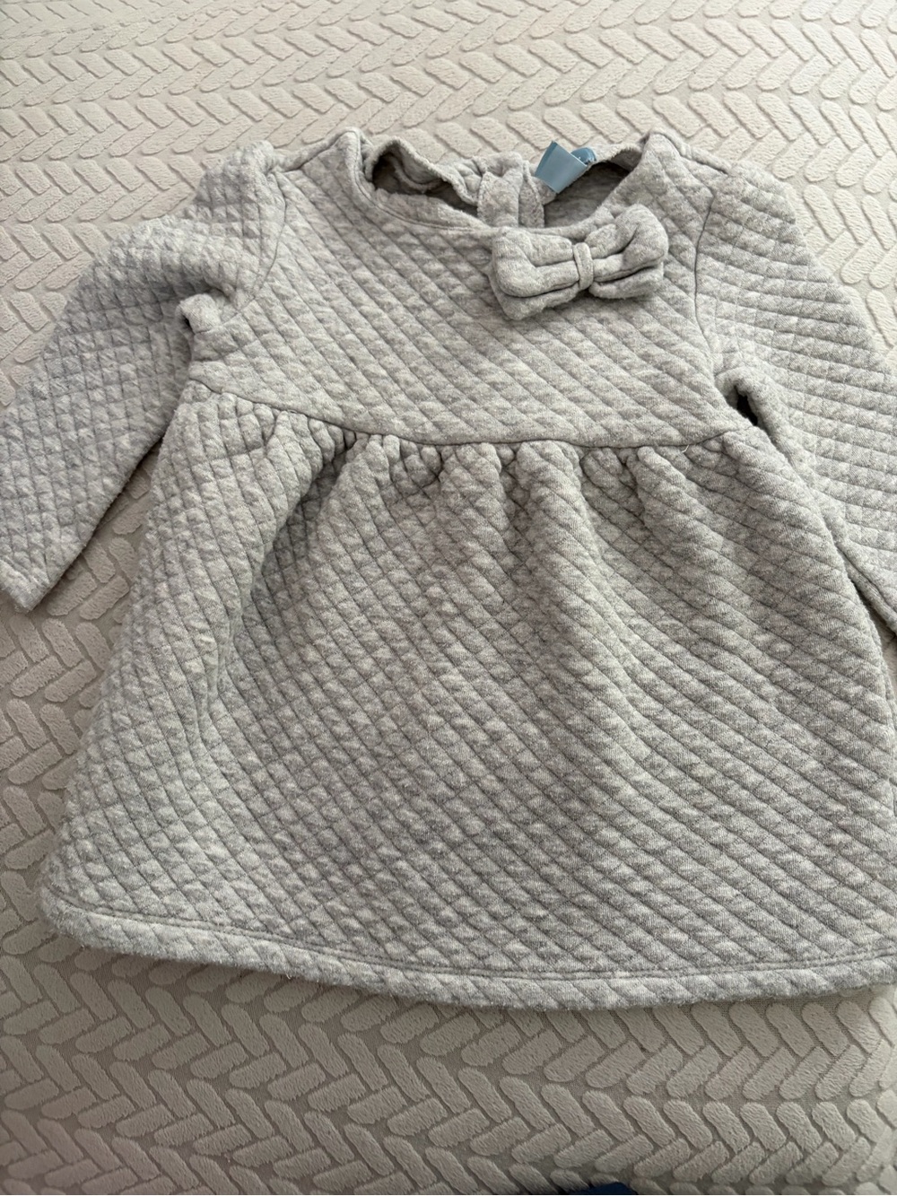 GAP Baby Quilted Bow Dress in Light Gray